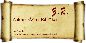 Zakariás Réka névjegykártya